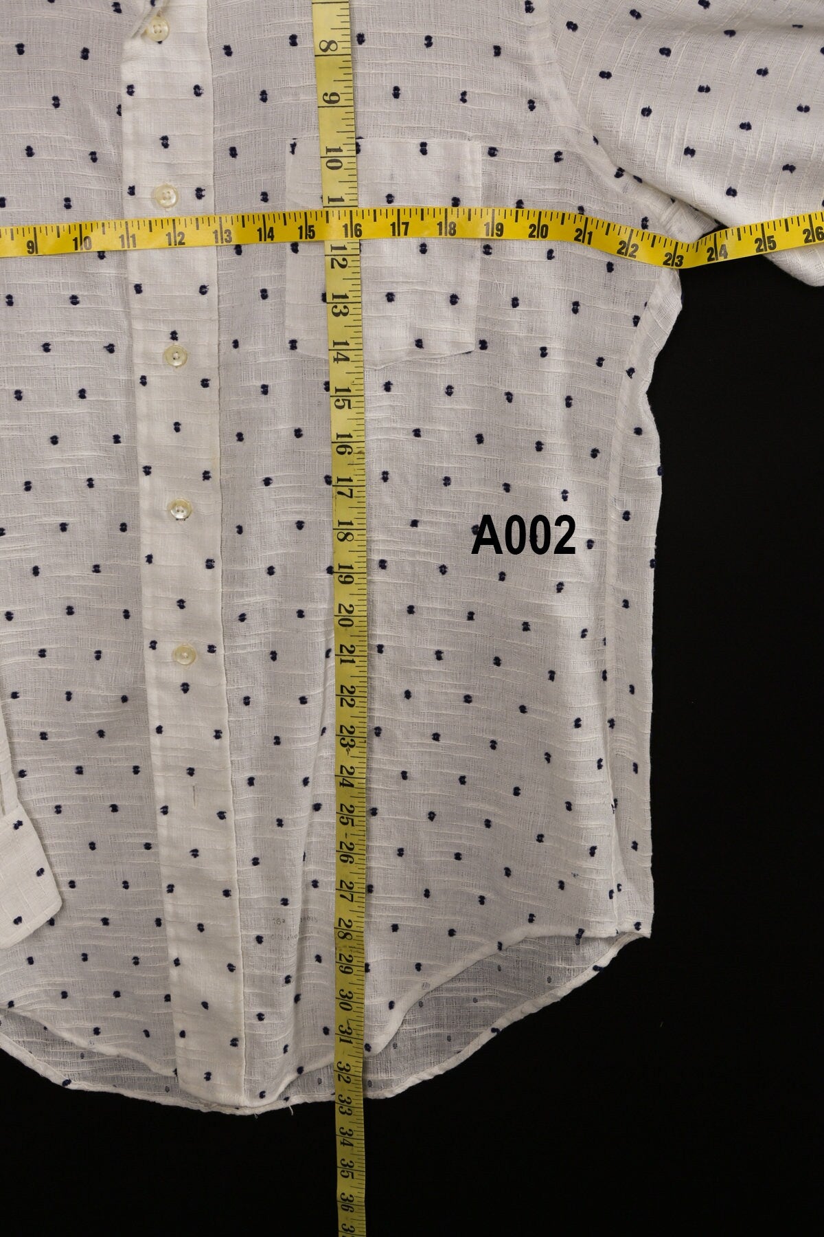 70's Men Blue Polka Dot White Shirt