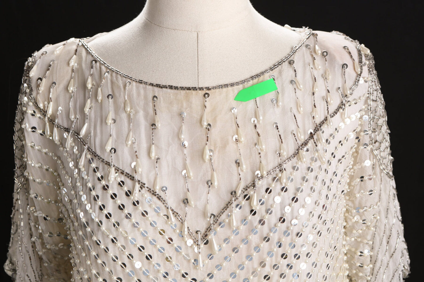 Vintage Women White Sequin Top