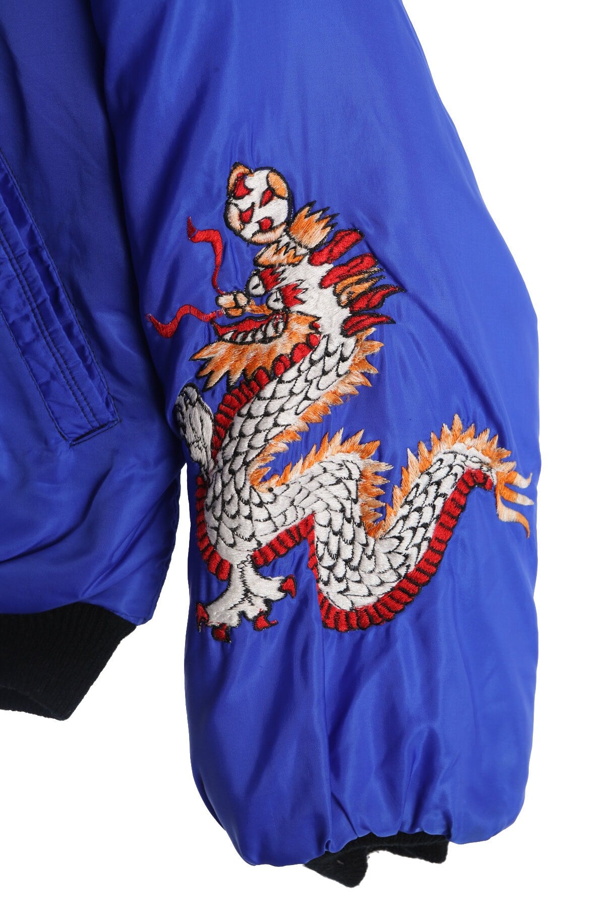 Vintage Nylon Purple Bomber Jacket with Embroidered Dragons