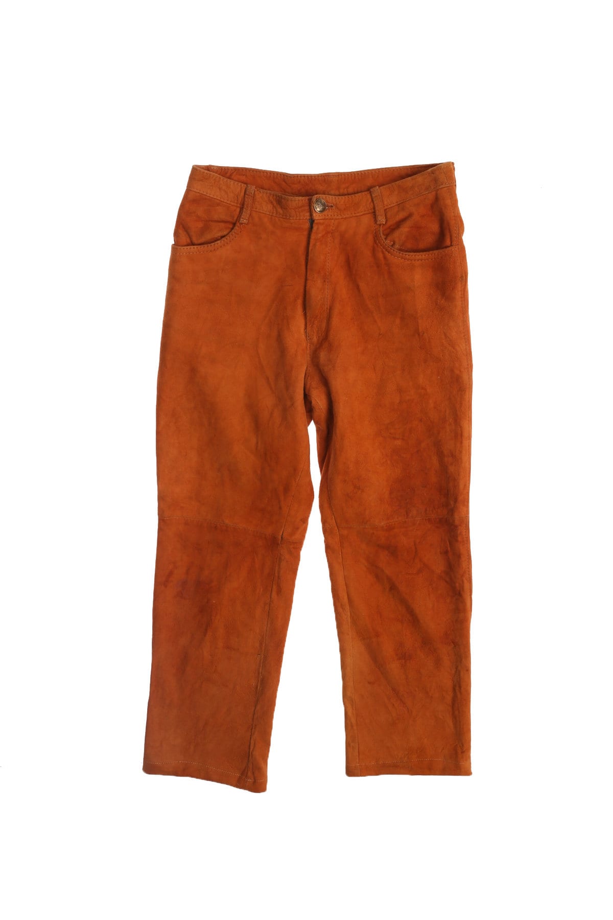 Men Suede Tan Color Pants with Zipper Closure