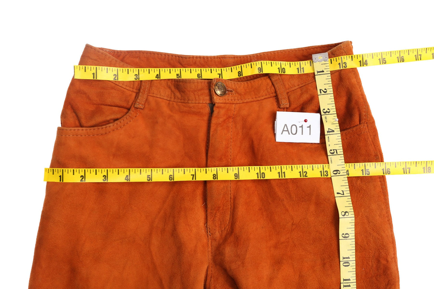 Men Suede Tan Color Pants with Zipper Closure