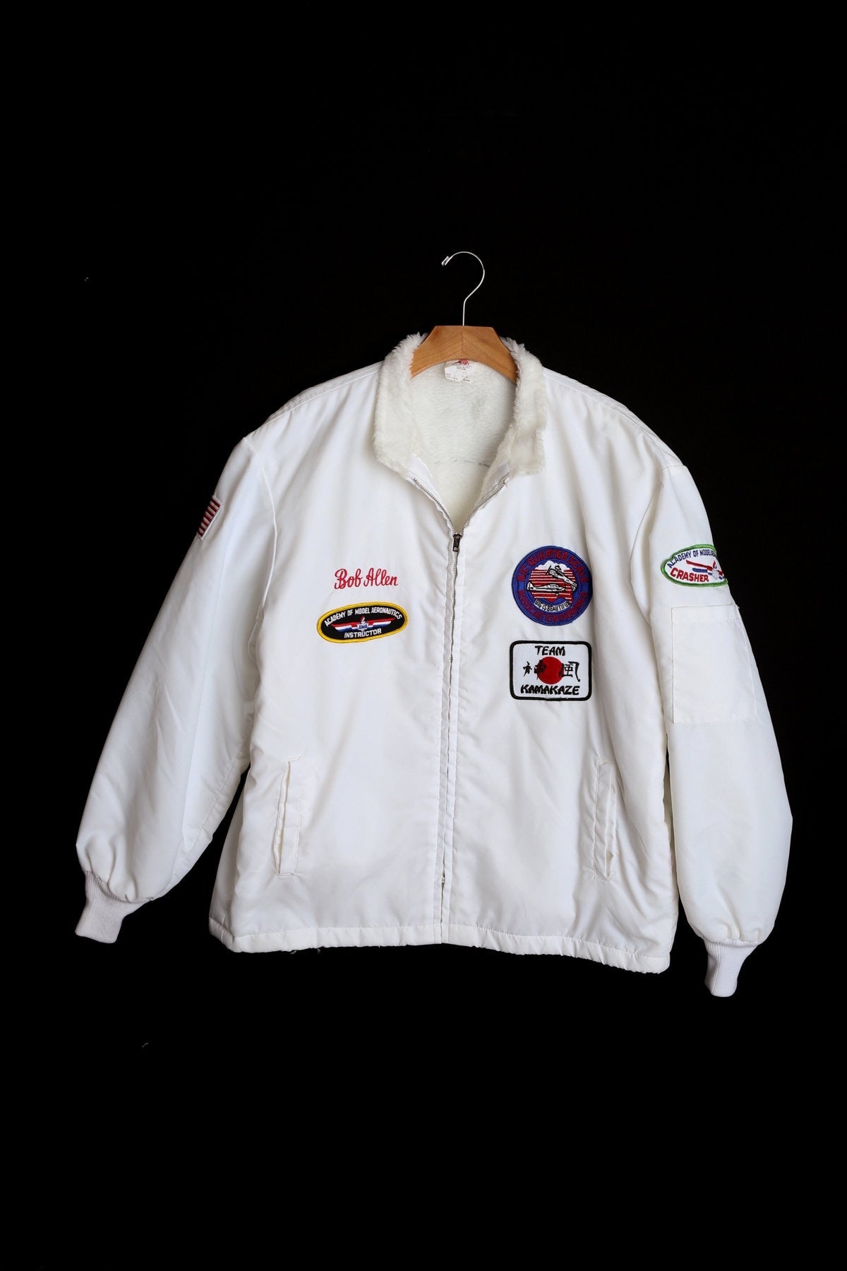 Vintage White Racing Nylon Jacket with Vintage Racing Patches