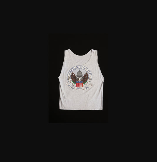 Vintage Gray Tank Top with Washington DC Print