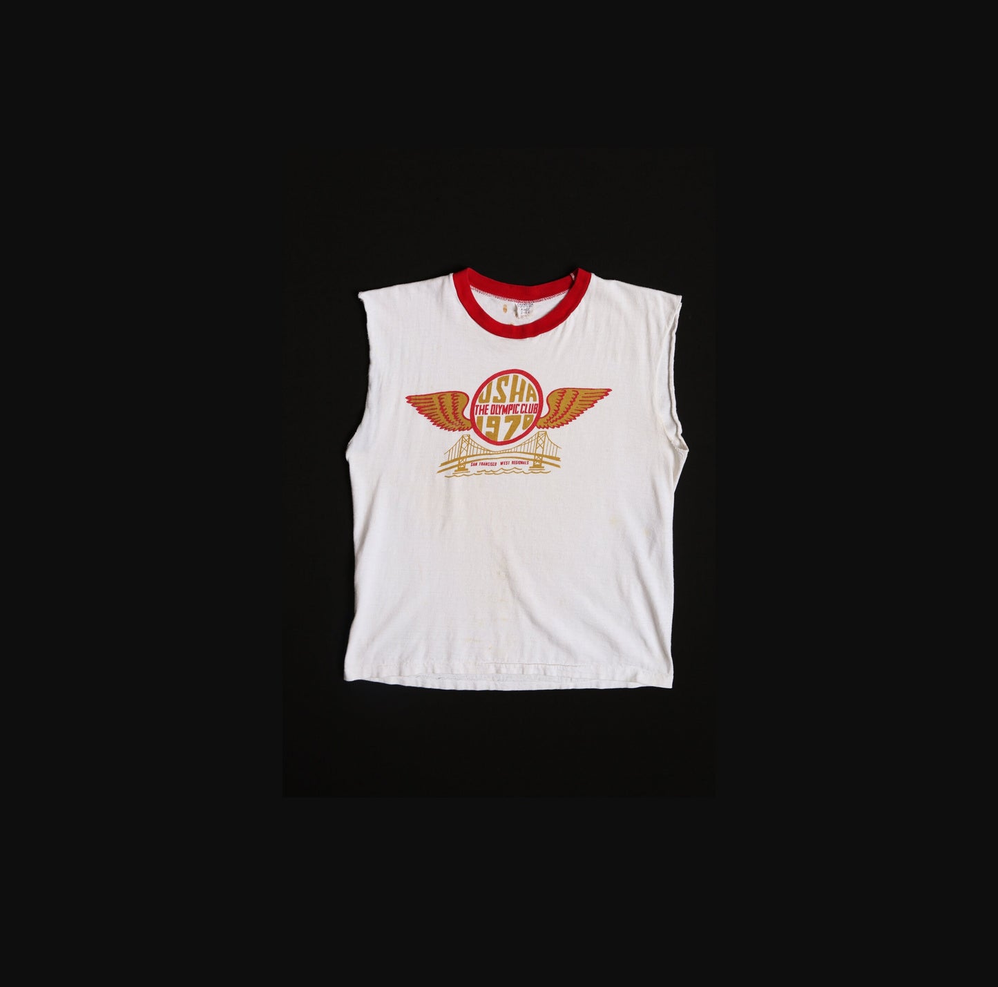 USHA 1970 The Olympic Club White Cut Off Sleeves T-shirt