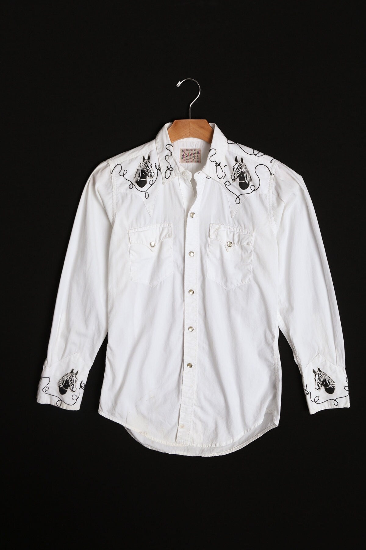 Rockmount Ranch Wear White Western Shirt with Horse Prints