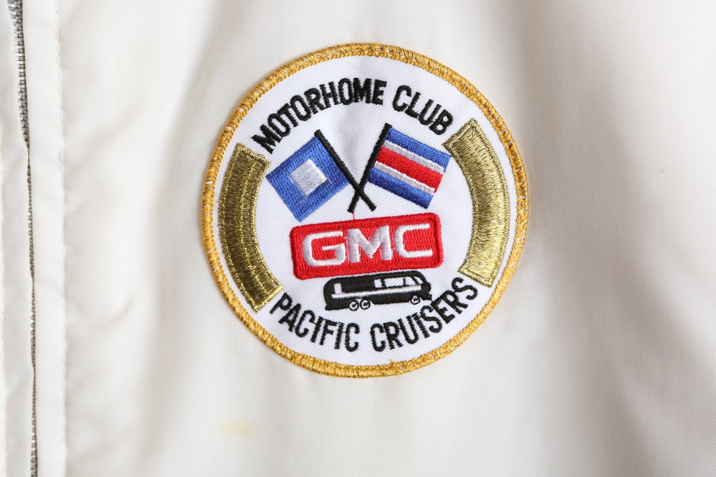 Vintage White Racing Nylon Jacket - Front Striped with