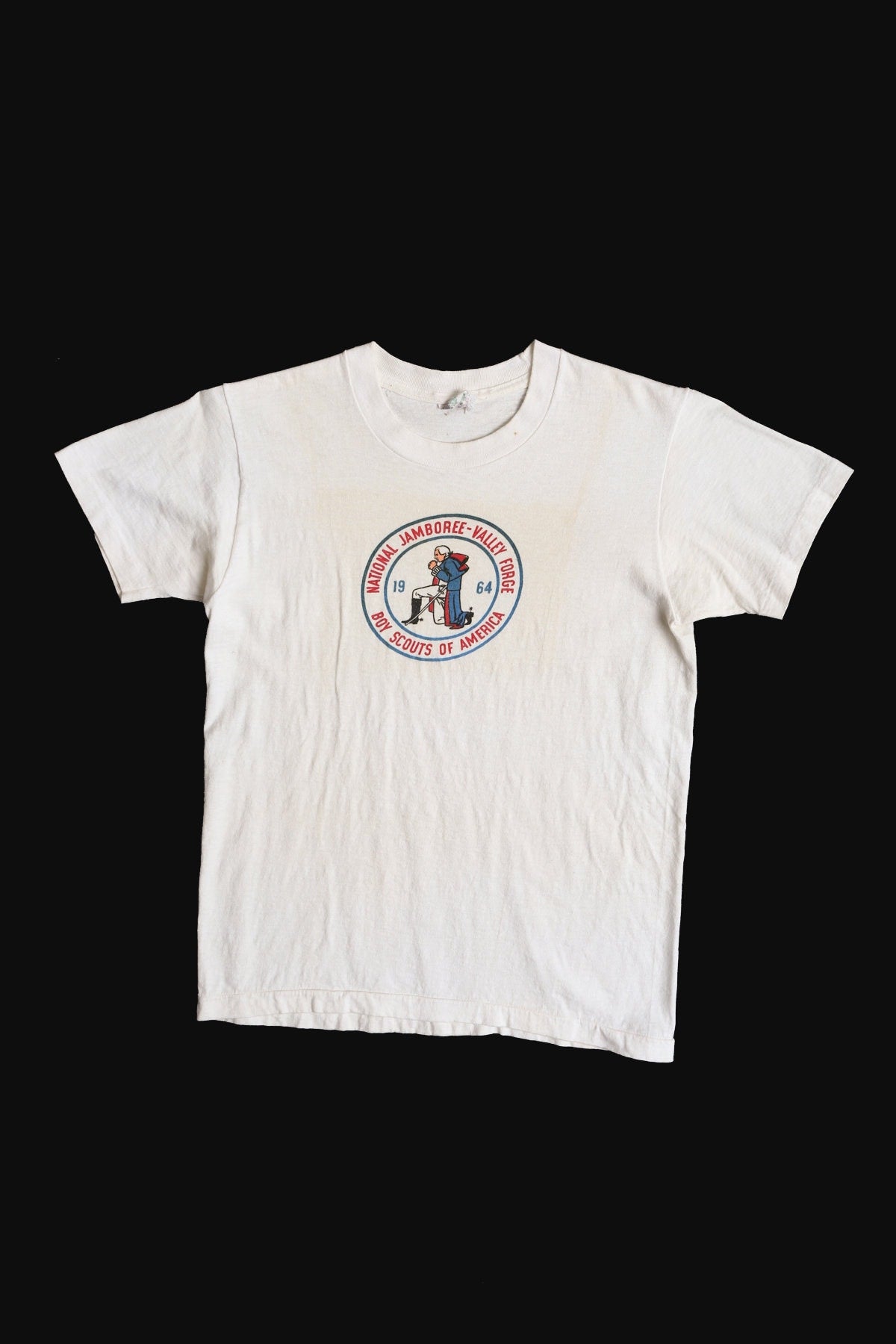 Vintage Boy Scouts of America White Graphic T-shirt - National Jamboree - Valley Forge Print 1964