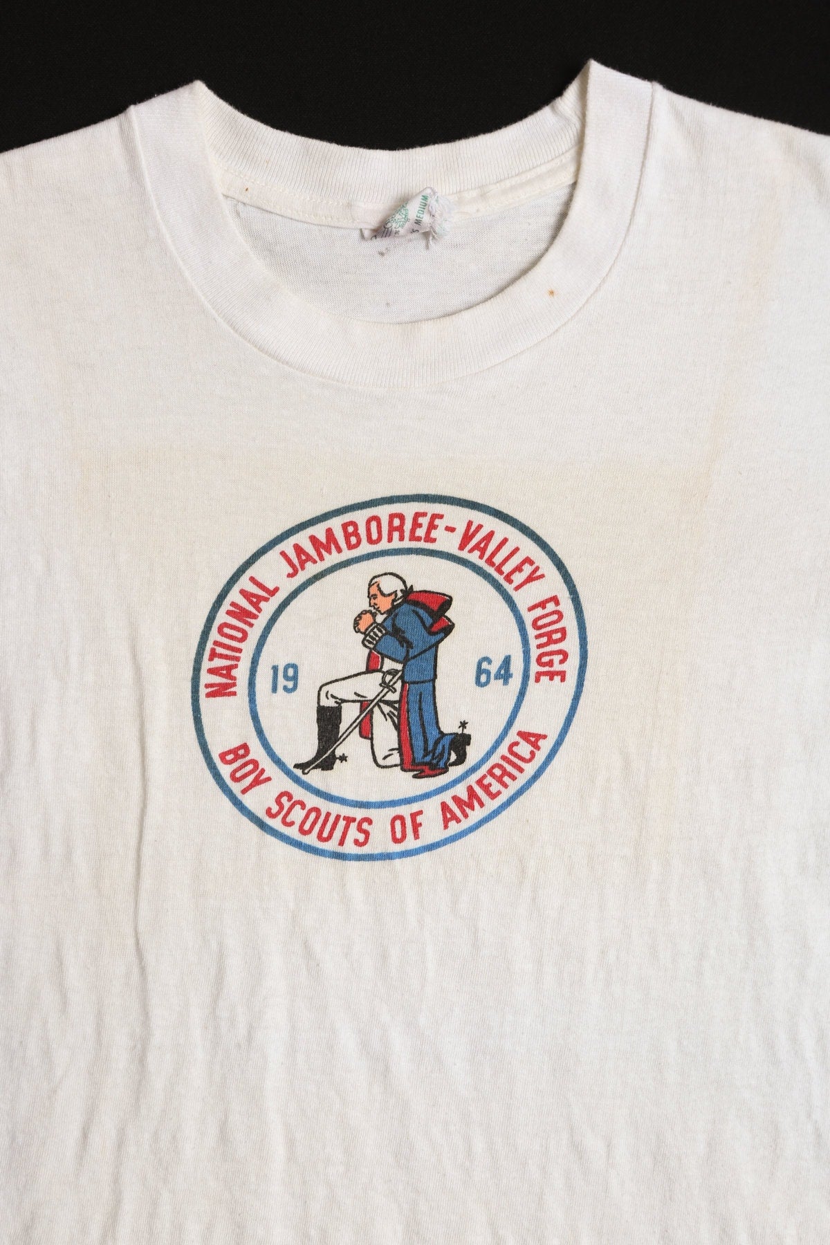 Vintage Boy Scouts of America White Graphic T-shirt - National Jamboree - Valley Forge Print 1964