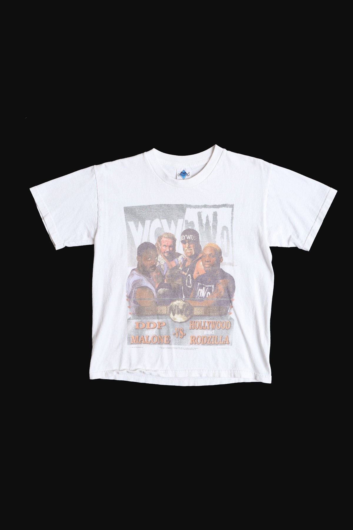 Vintage White Wrestling Graphic t-shirt - WCW VS NWO - ddp and Malone vs Hollywood and Rodzilla