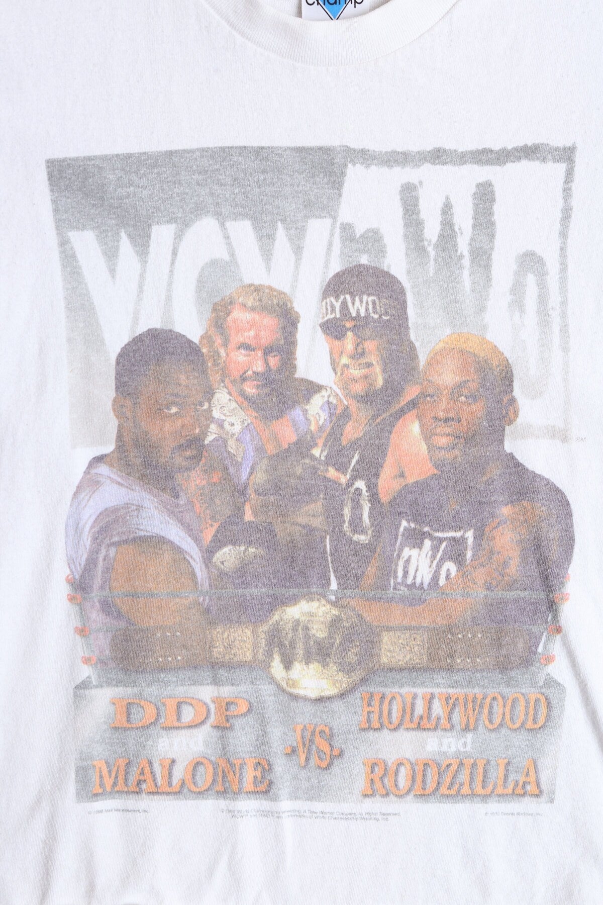 Vintage White Wrestling Graphic t-shirt - WCW VS NWO - ddp and Malone vs Hollywood and Rodzilla