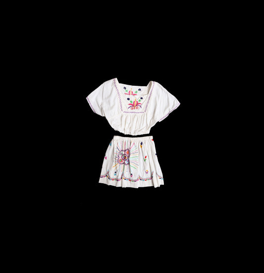 Women 2 Piece Set Embroidered Suit - Top and Skirt