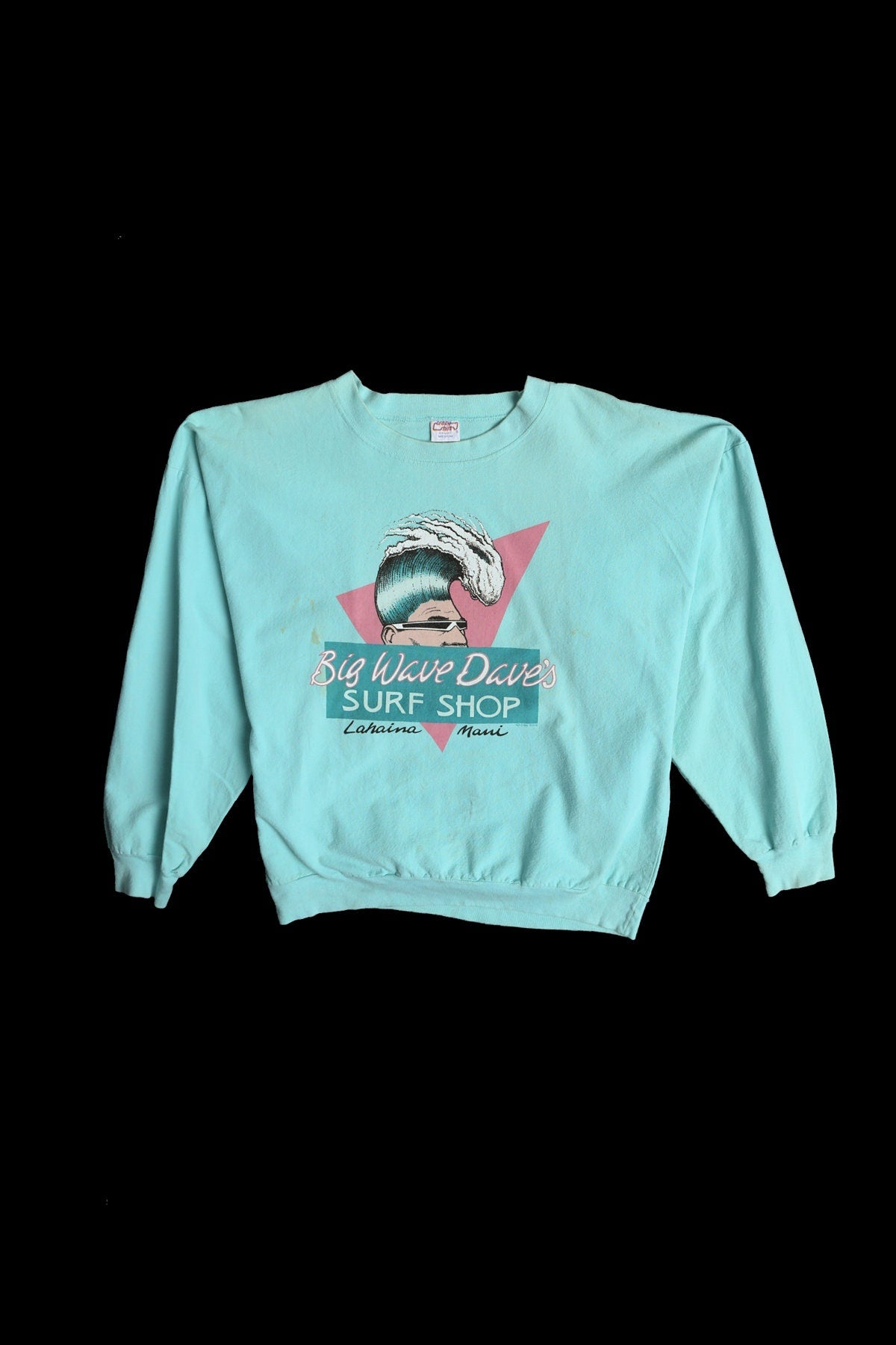 Big Wave Dave's Surf Shop Lahaina Maui Vintage Green Sweatshirt