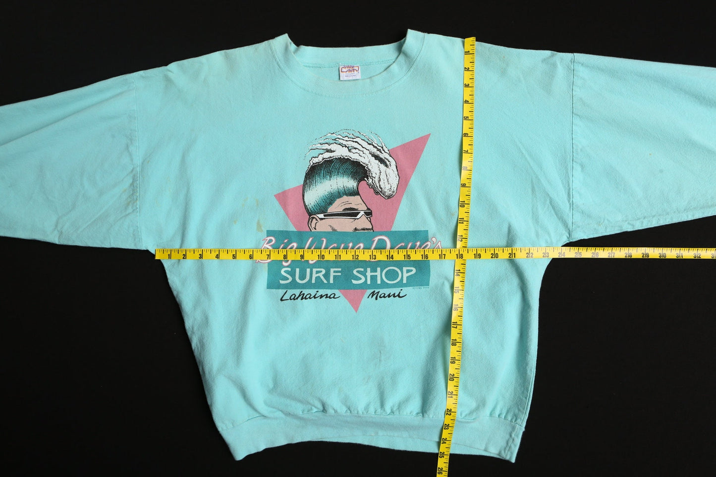 Big Wave Dave's Surf Shop Lahaina Maui Vintage Green Sweatshirt