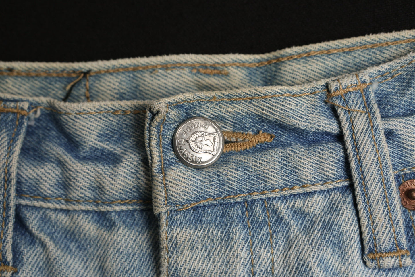 Vintage Women Denim Skirt with Tapestry Fringe Details