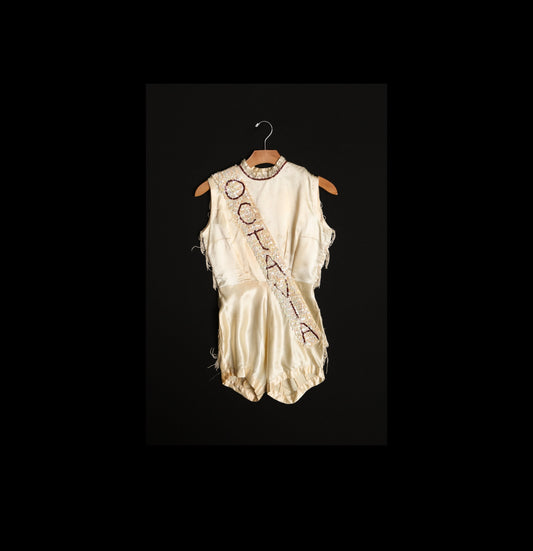 Vintage Women Marching band Beige Romper