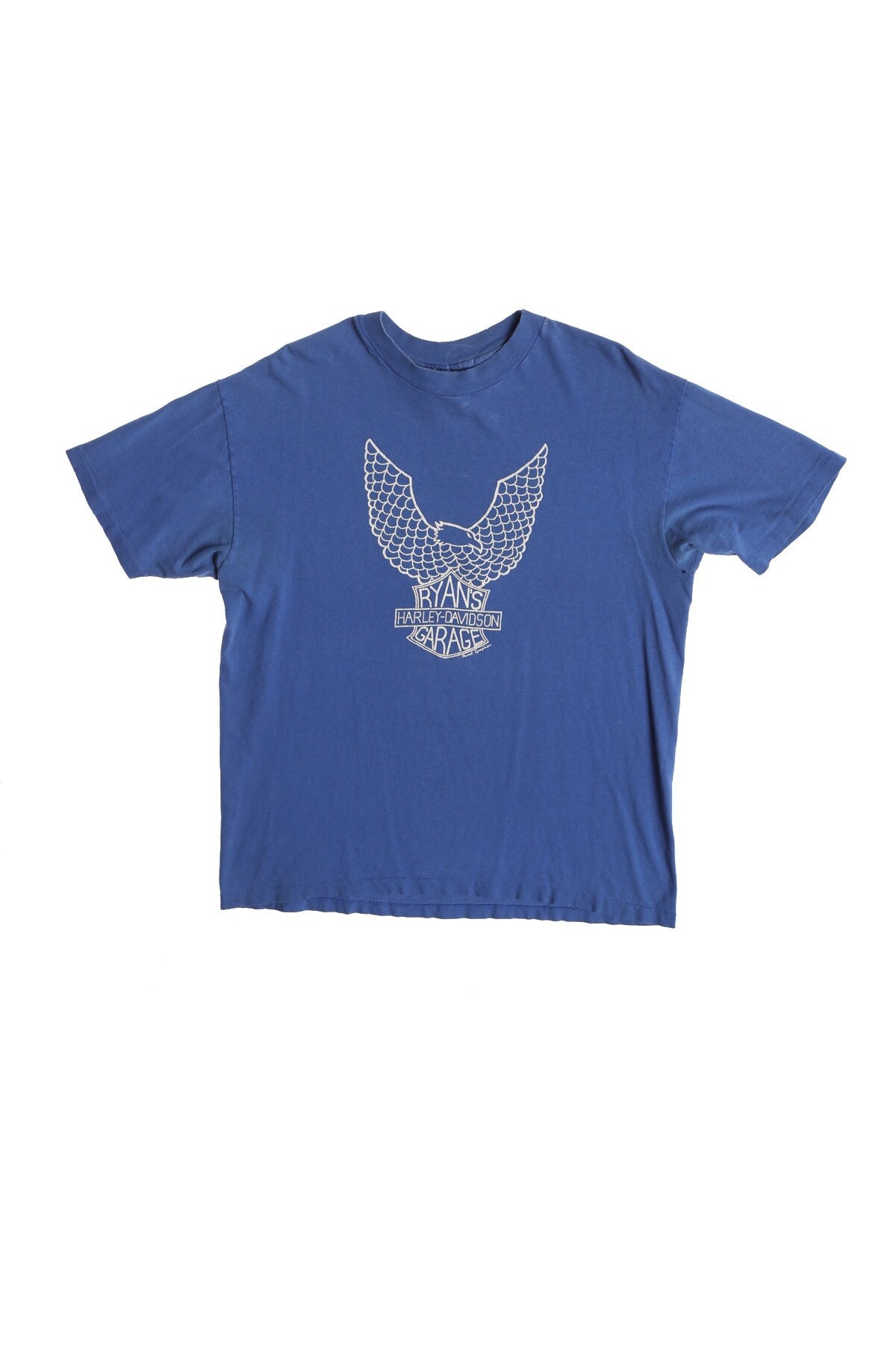 Vintage Biker Blue Graphic T-shirt - Ryan's Garage Gold Hill Oregon