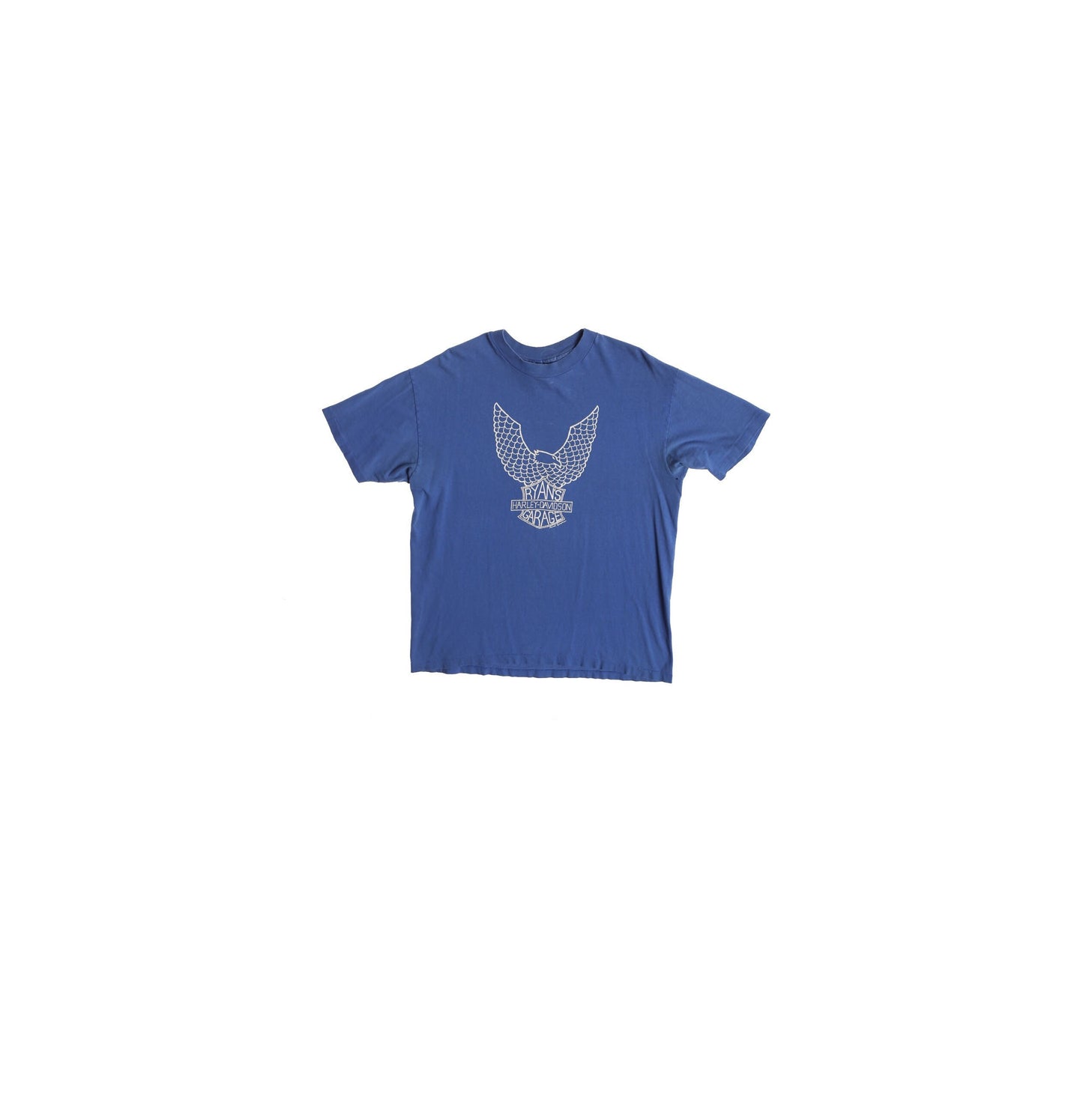 Vintage Biker Blue Graphic T-shirt - Ryan's Garage Gold Hill Oregon