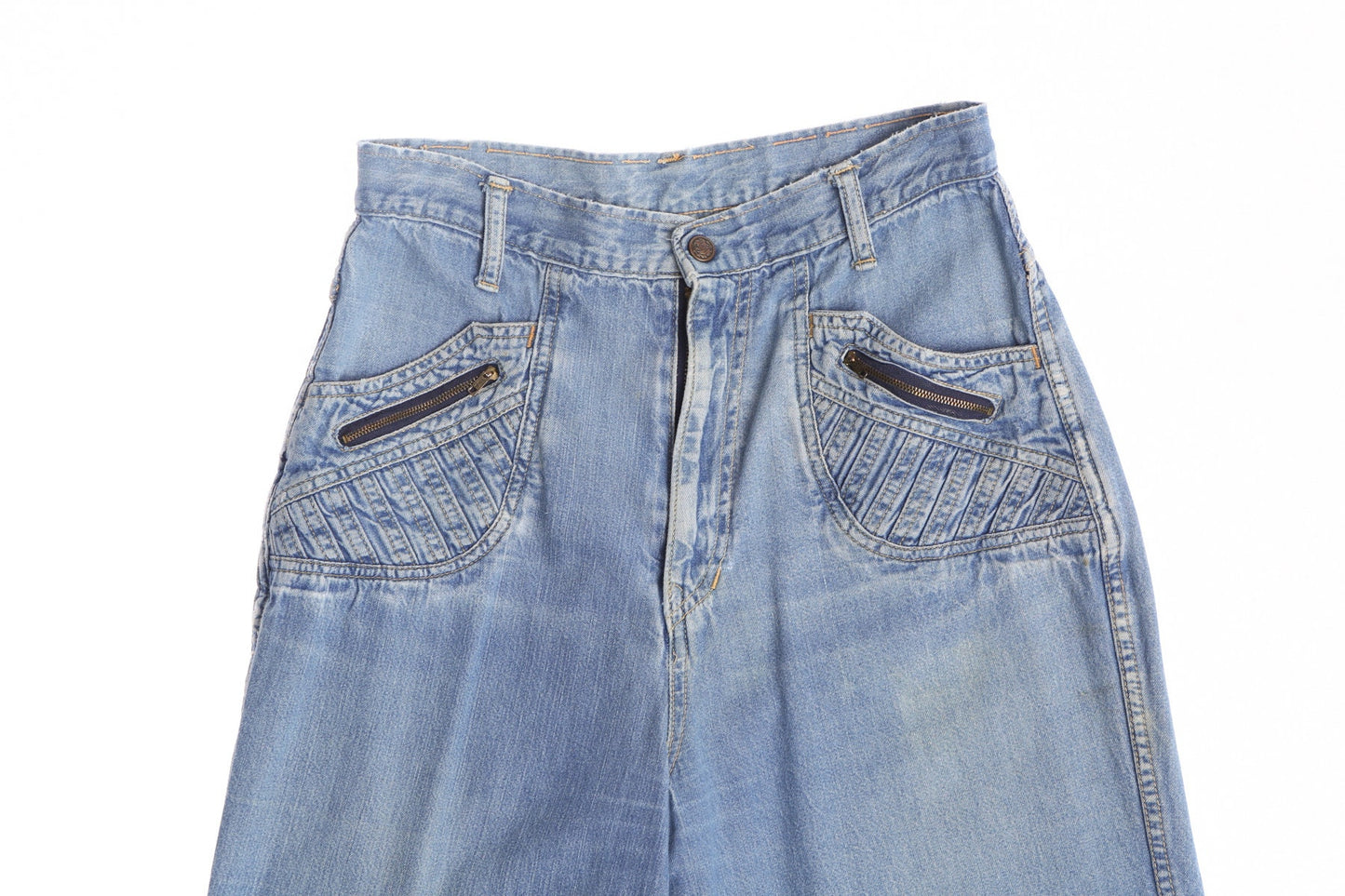 70's Men Bell Bottom Blue Denim Pants