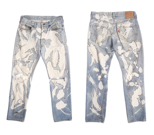 501 Levi's Jeans - Light Wash - Costume Made Bleached Print