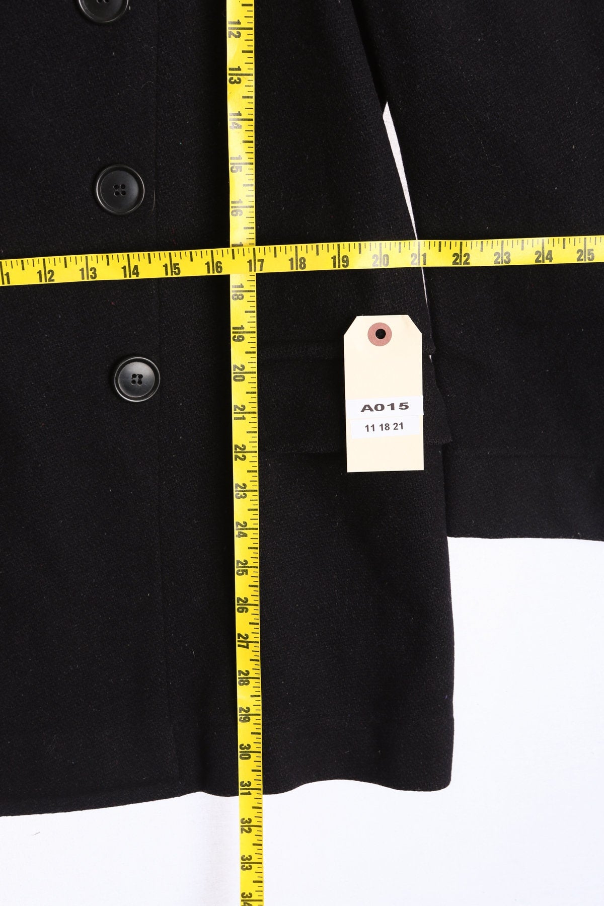 Vintage Men Black Peacoat - By Precision Uniforms - Era 40's - 50's