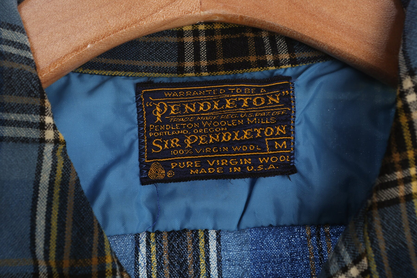 Vintage Pendleton Shirt - Blue Plaid Print - Made in USA