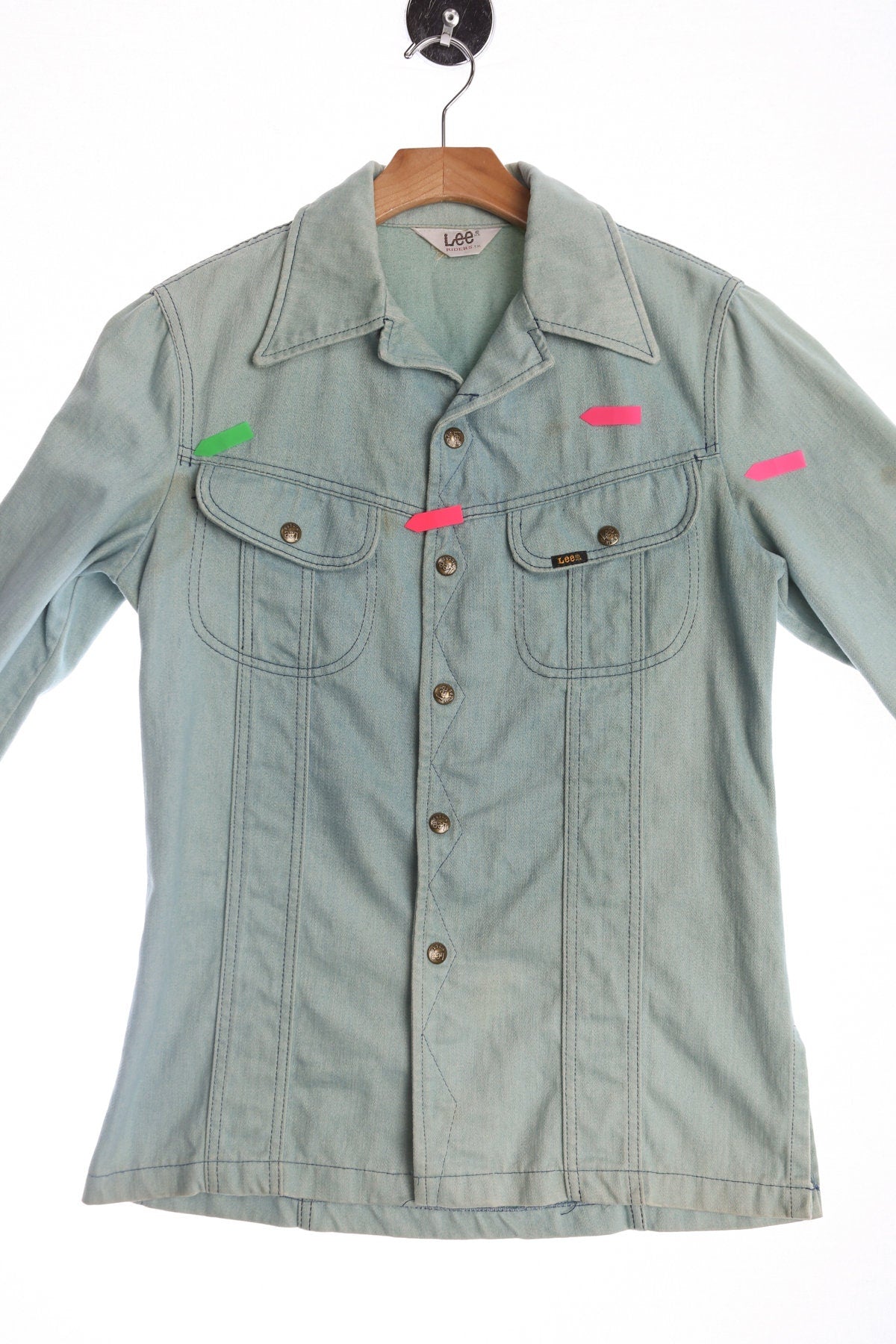 Lee 70's Denim Shirt - Men Blue Shirt - Snap Closure