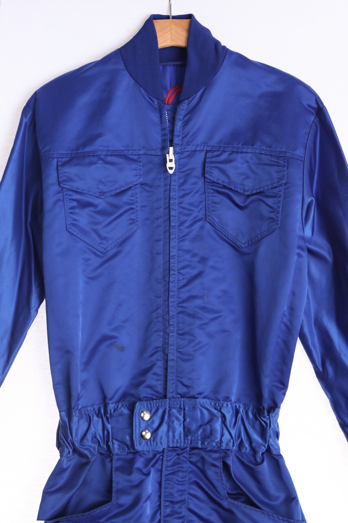 Blue Nylon Coverall with S and P 92 Team Patch