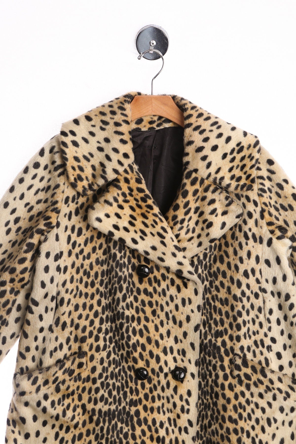 Vintage Women Leopard Print Faux Fur Winter Coat - Estimated Era 50's - 60's