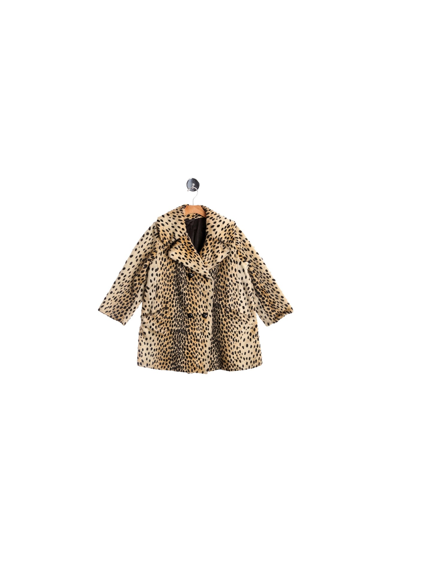 Vintage Women Leopard Print Faux Fur Winter Coat - Estimated Era 50's - 60's