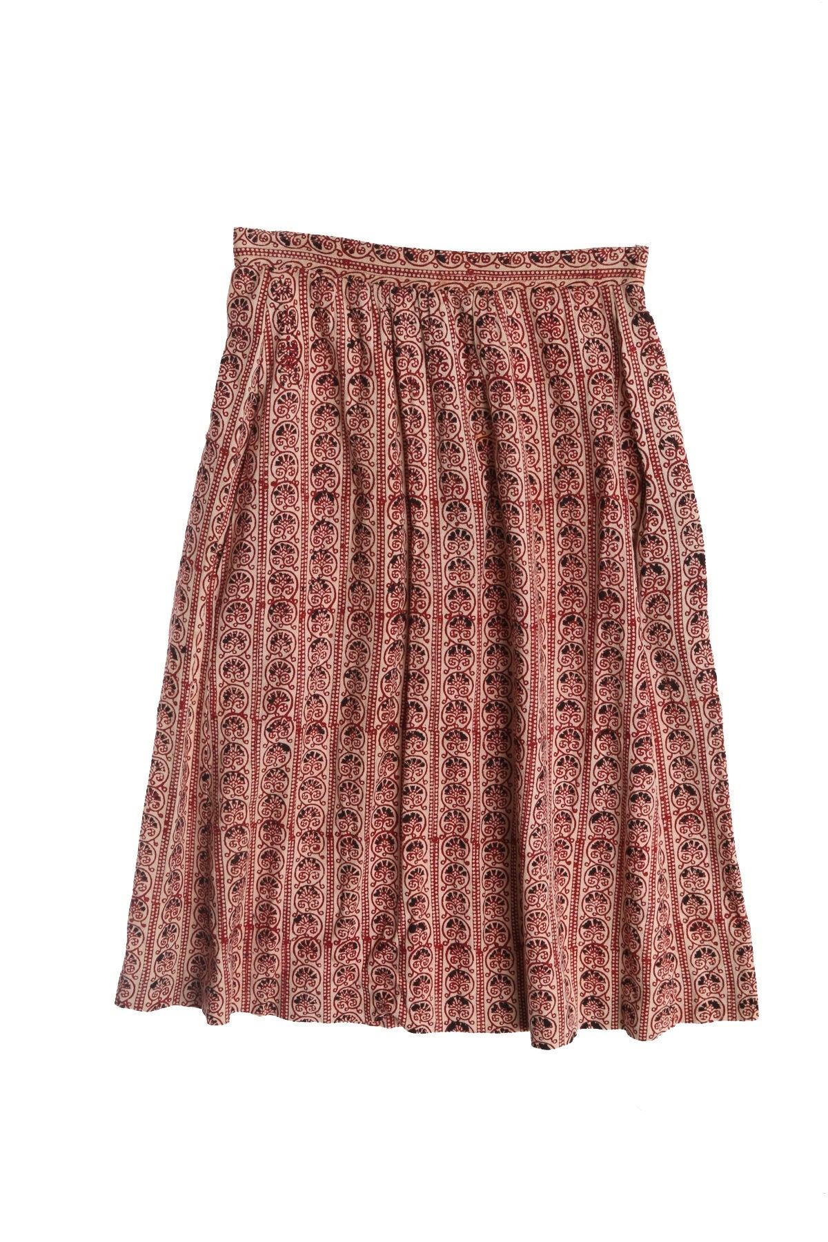 Vintage Women Cotton Brown Bohemian Skirt