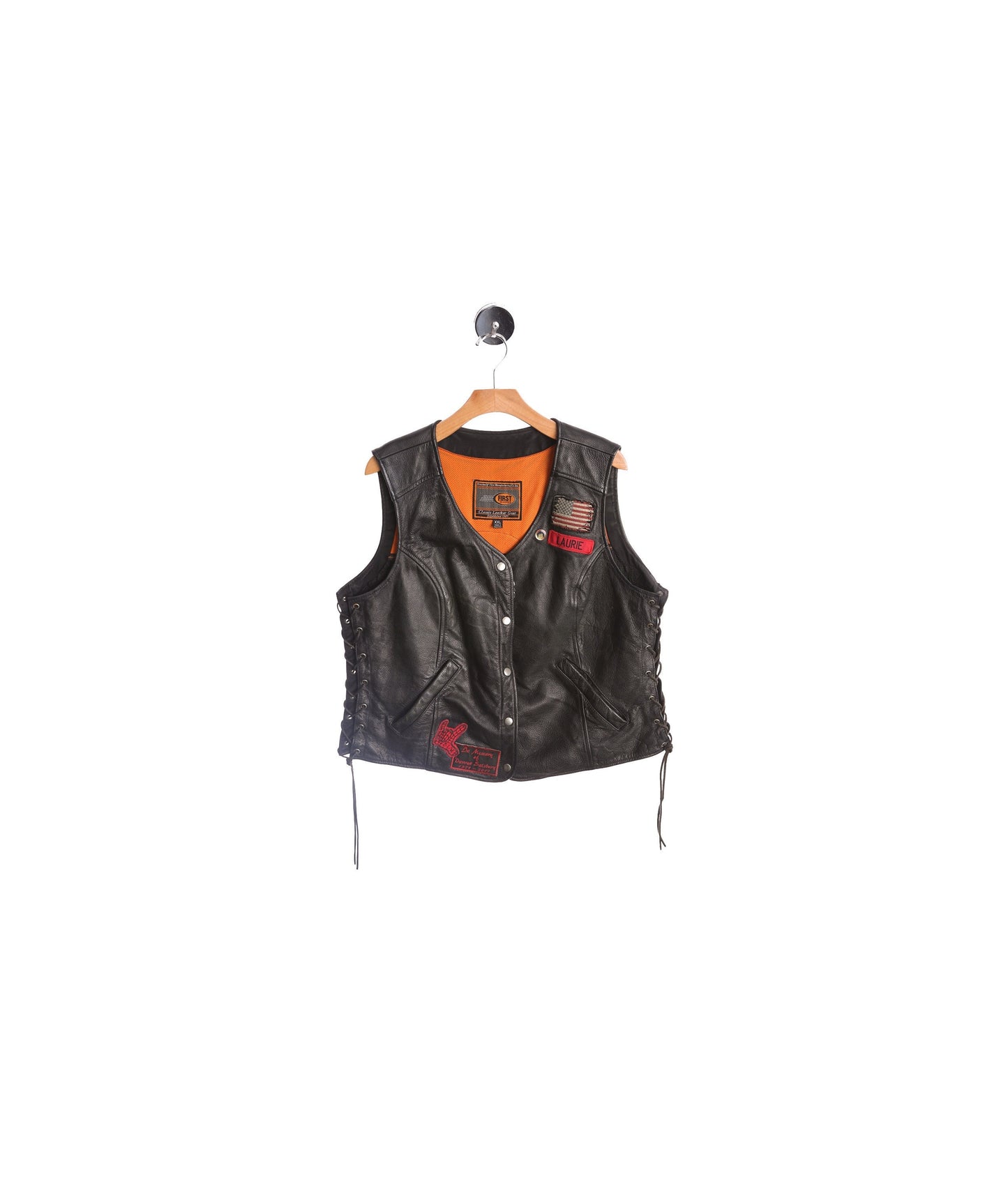 Vintage Women Black Biker Leather Vest