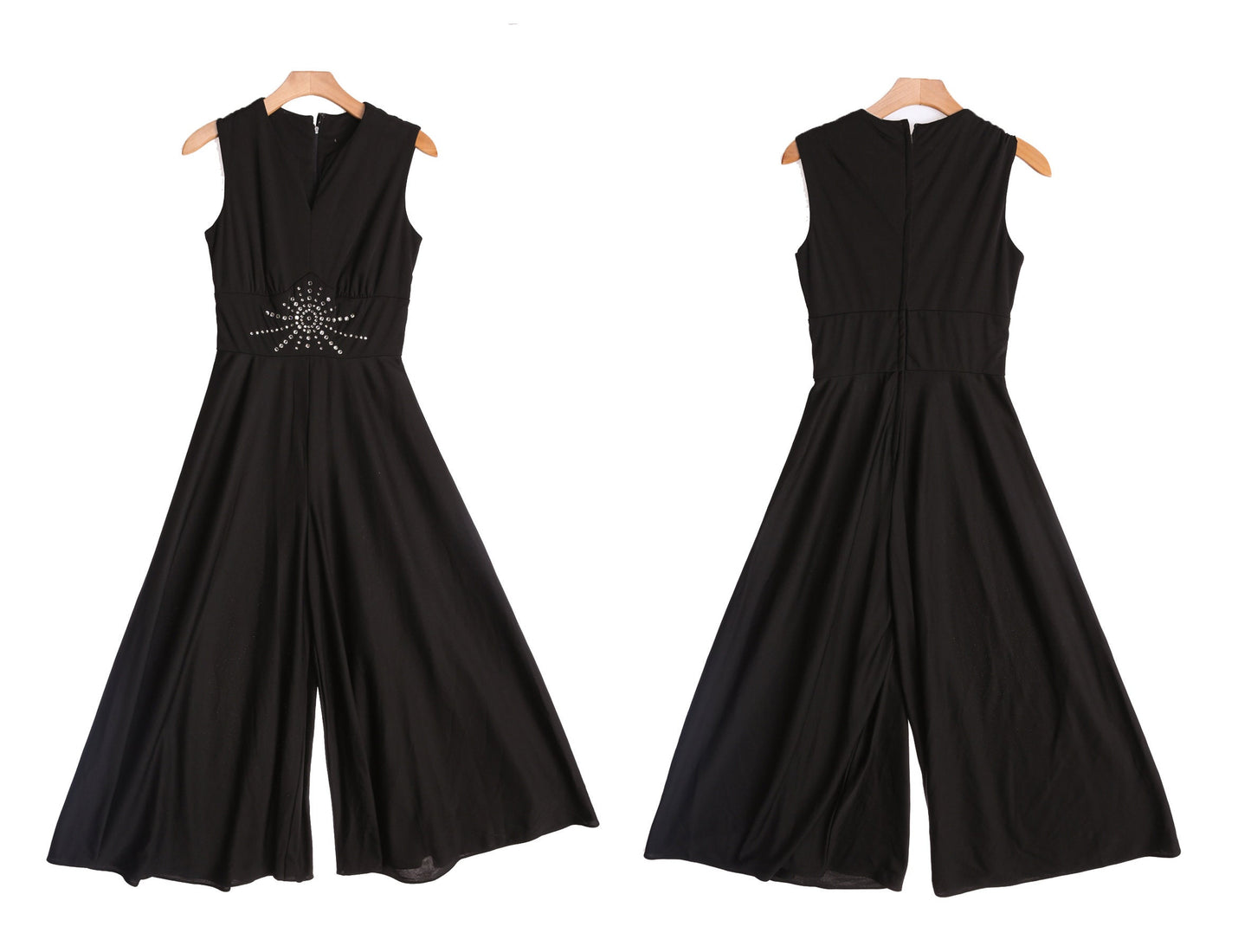 Vintage Women Black Bell Bottom Jumpsuit