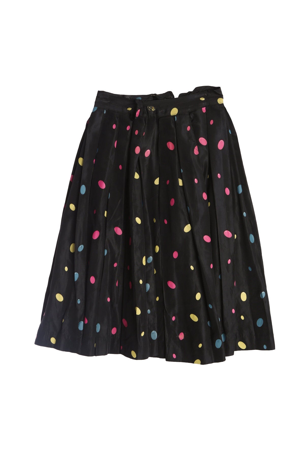 Women Black Polka Dot Skirt - Era 50's - 60's