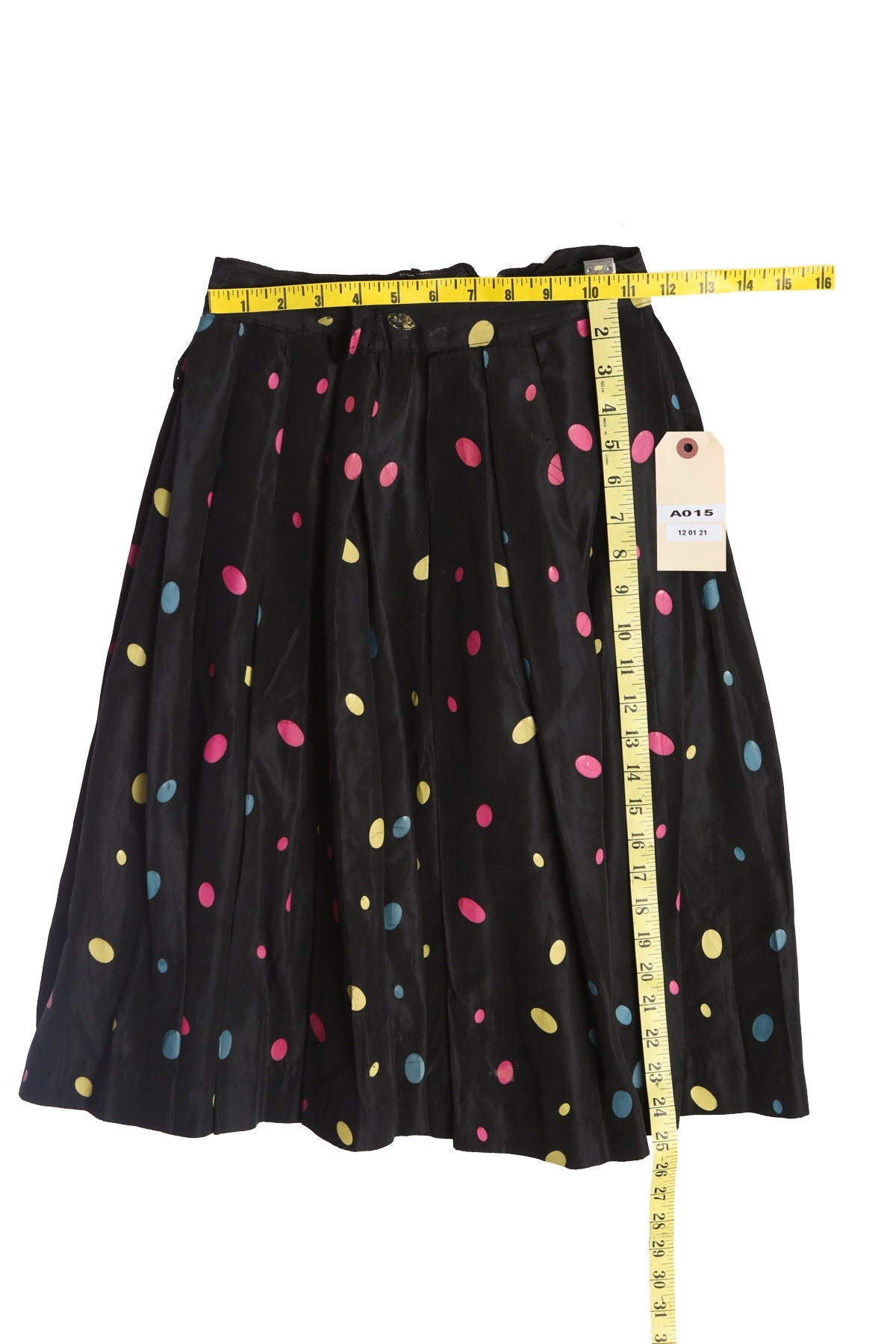 Women Black Polka Dot Skirt - Era 50's - 60's