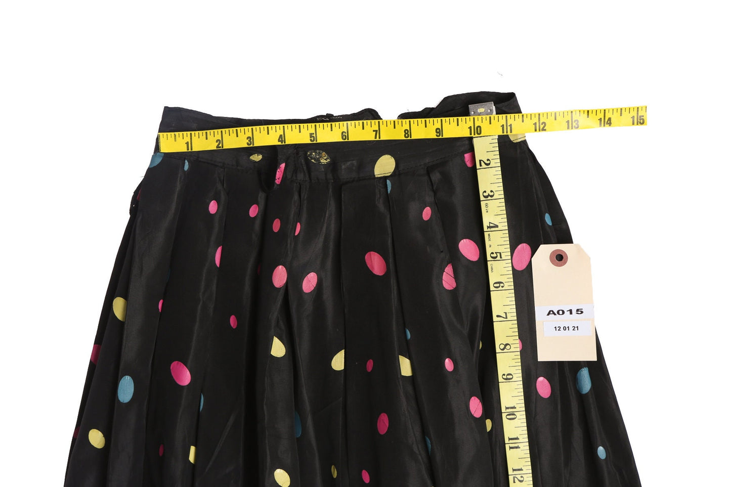 Women Black Polka Dot Skirt - Era 50's - 60's