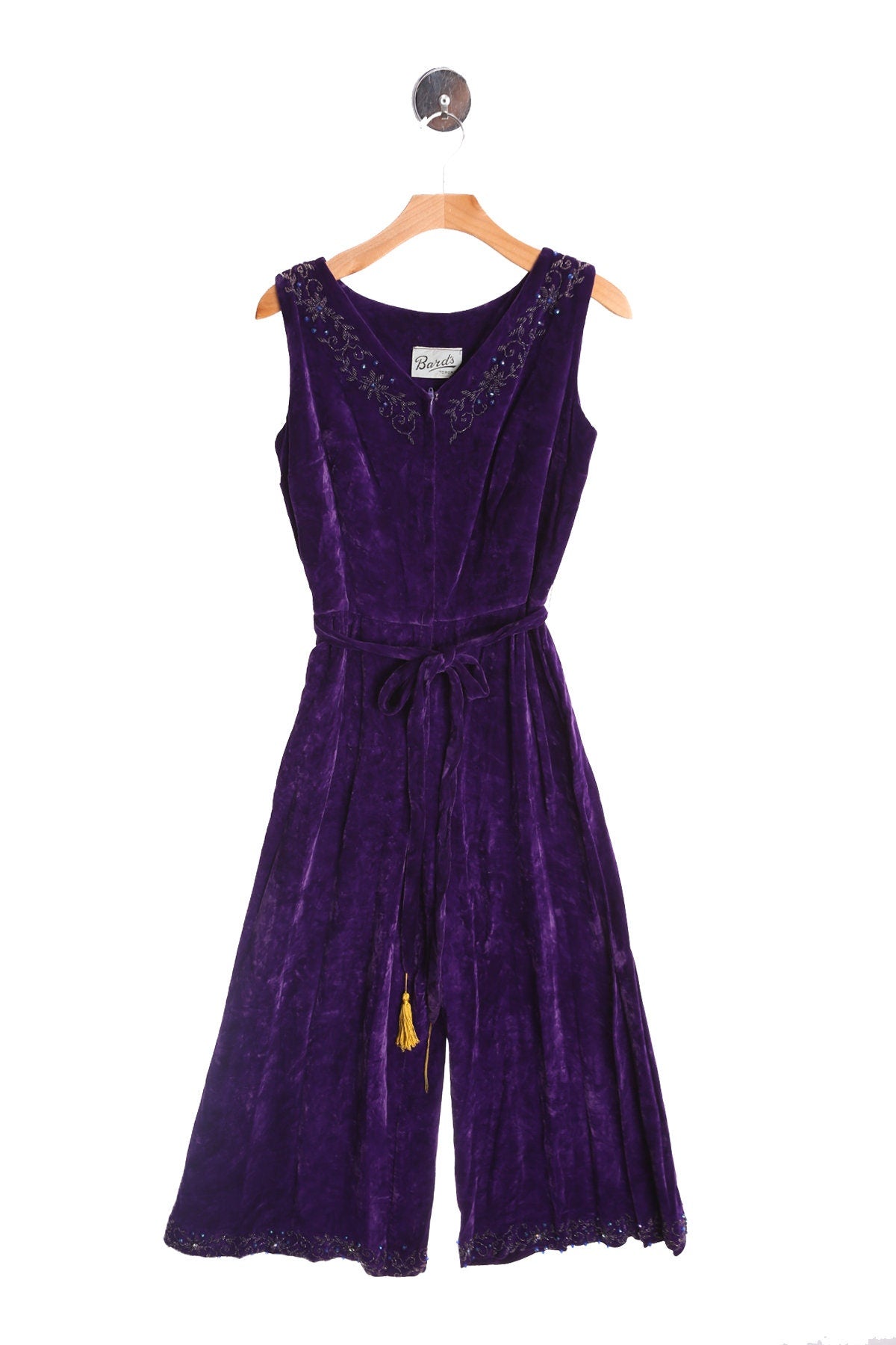 Vintage Women Purple Velvet Jumpsuit