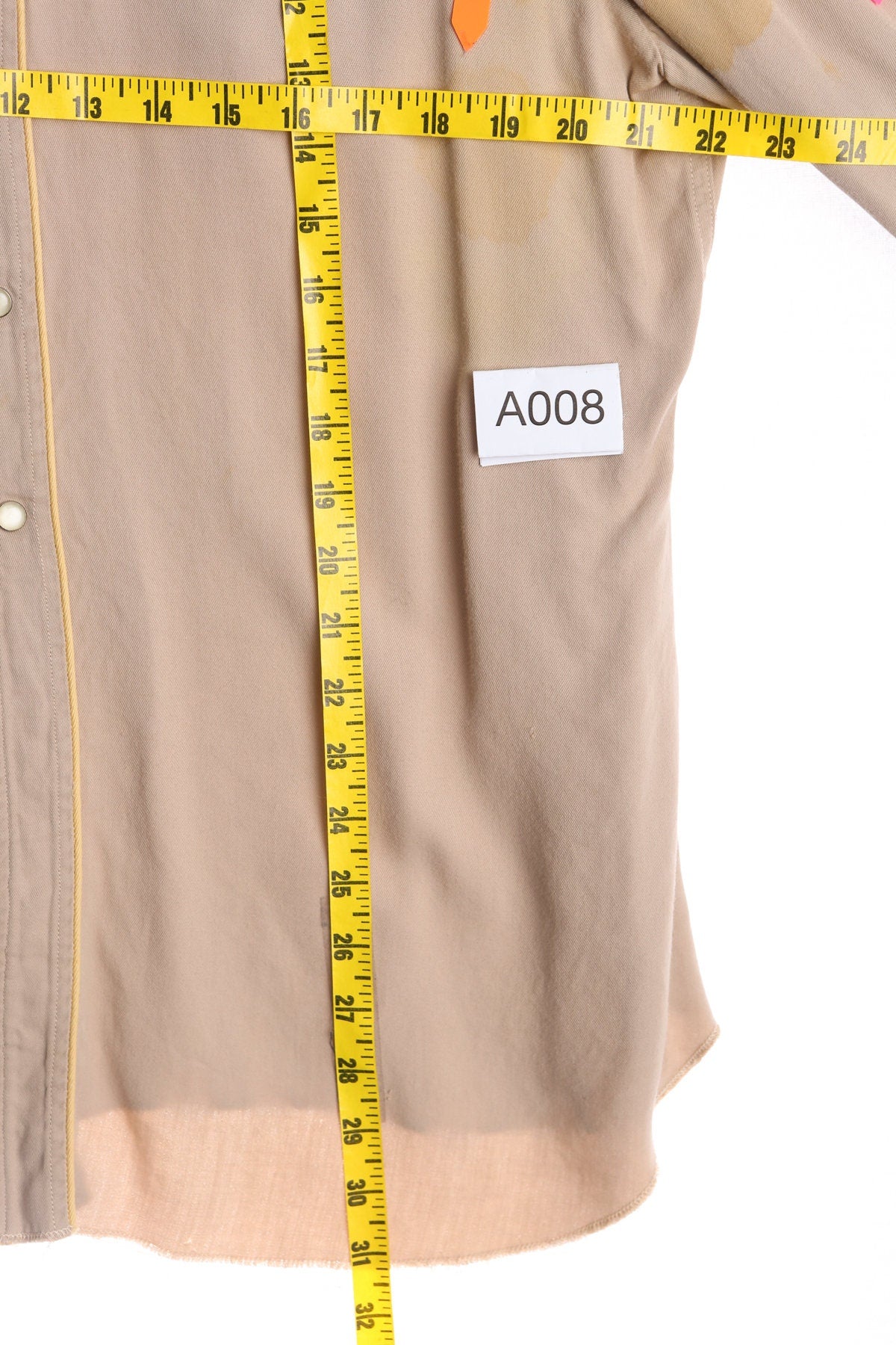 Vintage Men Western Shirt with Floral Embroidered Details - by California Ranchwear Los Angeles - Era 50's - 60's