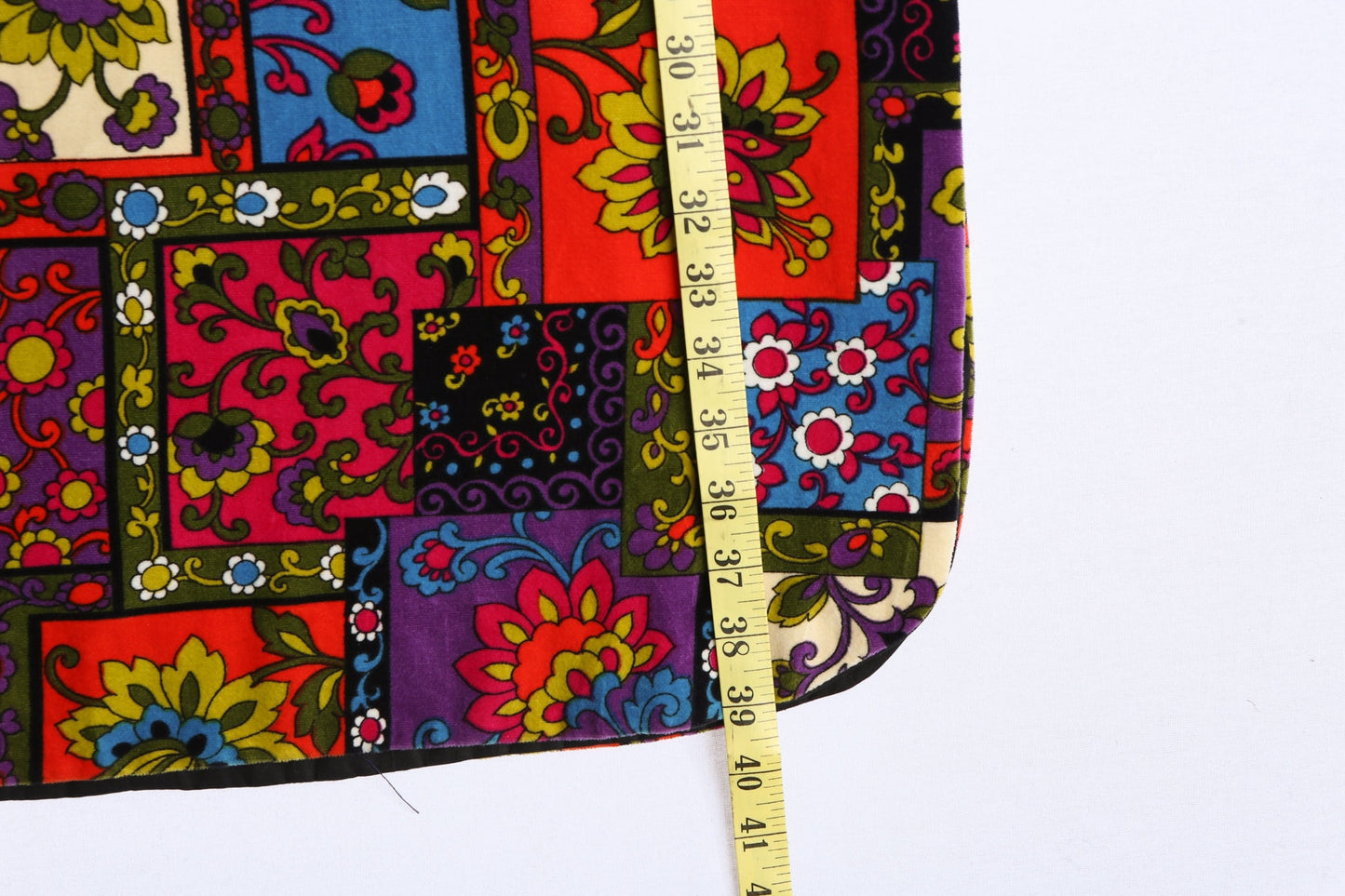 Vintage Women Floral Velvet Long Skirt - Era 60's - 70's