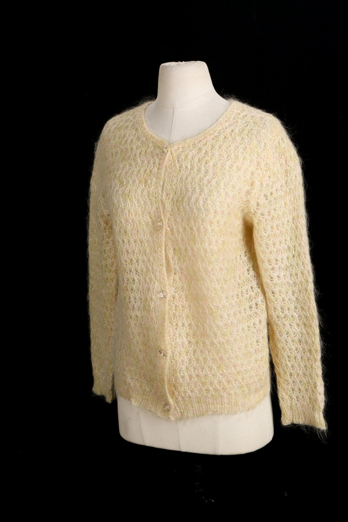 Women Beige Knitted Button Up Cardigan Sweater
