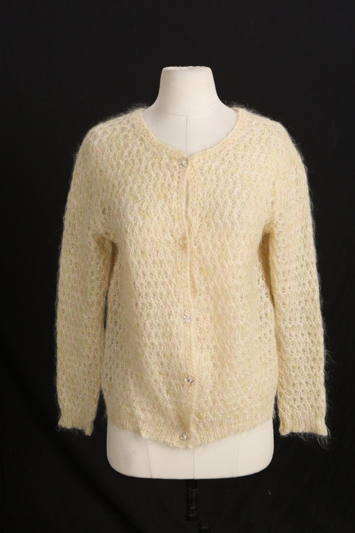 Women Beige Knitted Button Up Cardigan Sweater