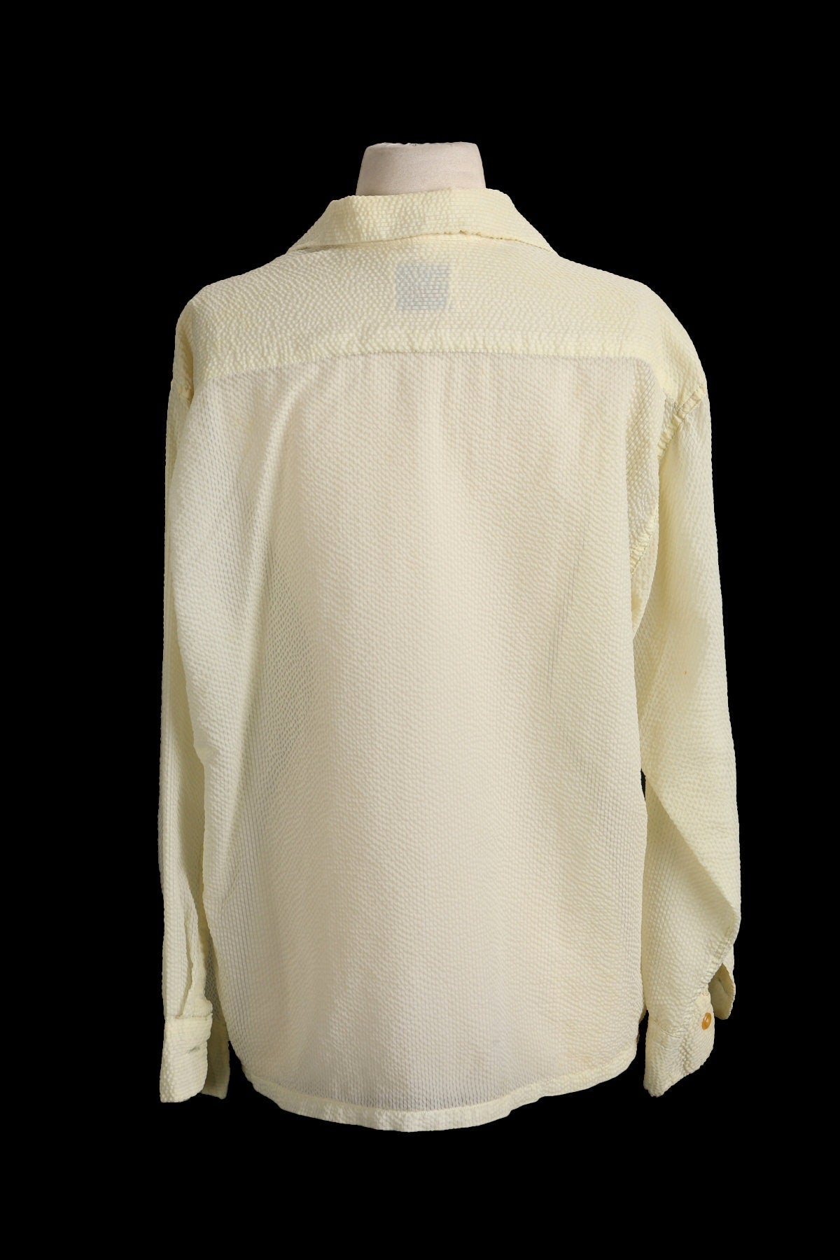Men Yellow Shirt Long Sleeve Sheer Button Up - Era 1940s - 1950s