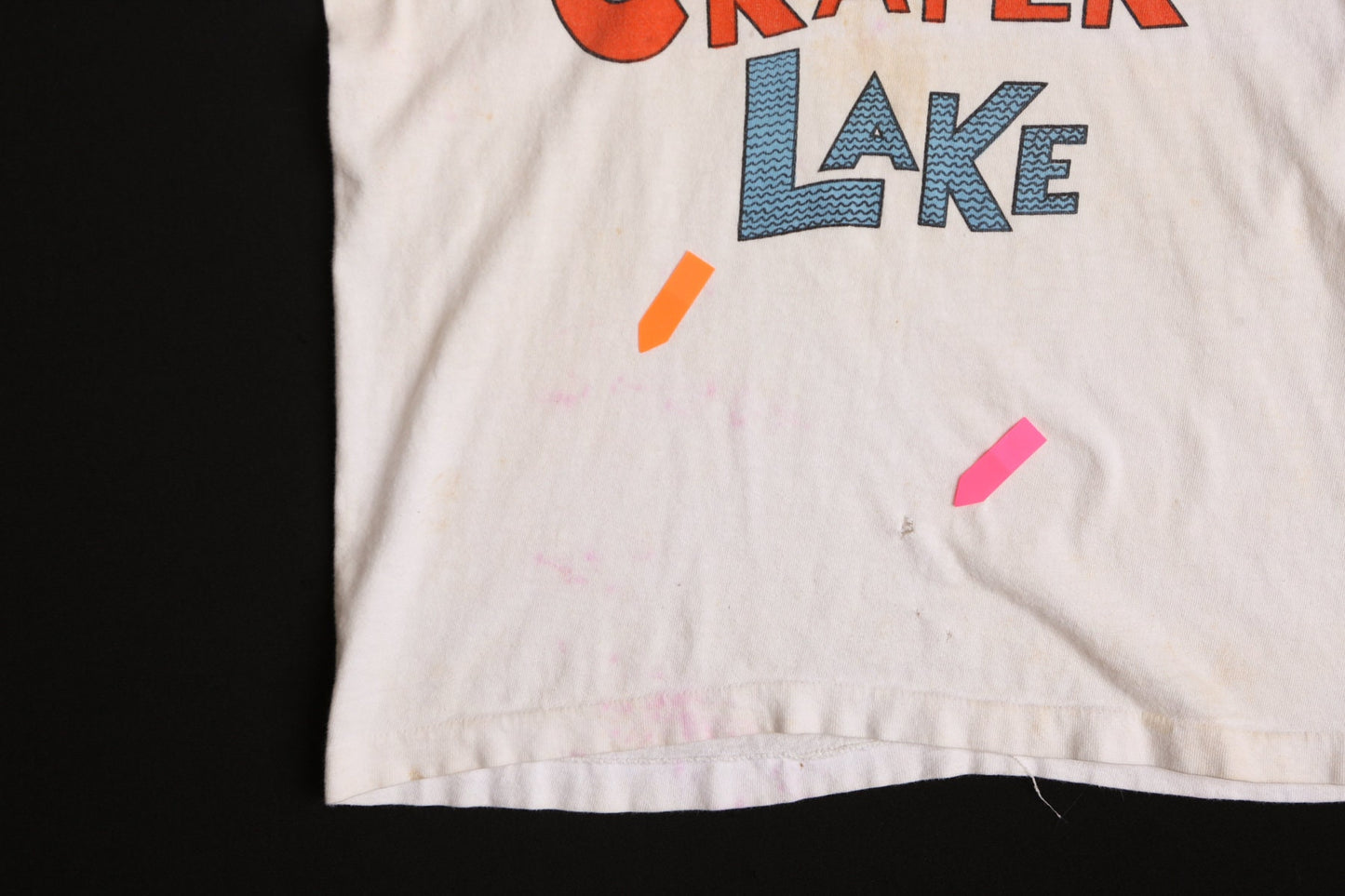 Vintage White Champion T-shirt with Go Jump in Crater Lake Print