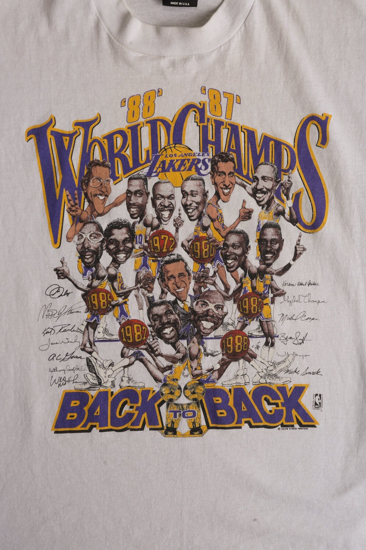 World Champs Back-to-Back - 88 87 Los Angeles Lakers White Graphic T-shirt