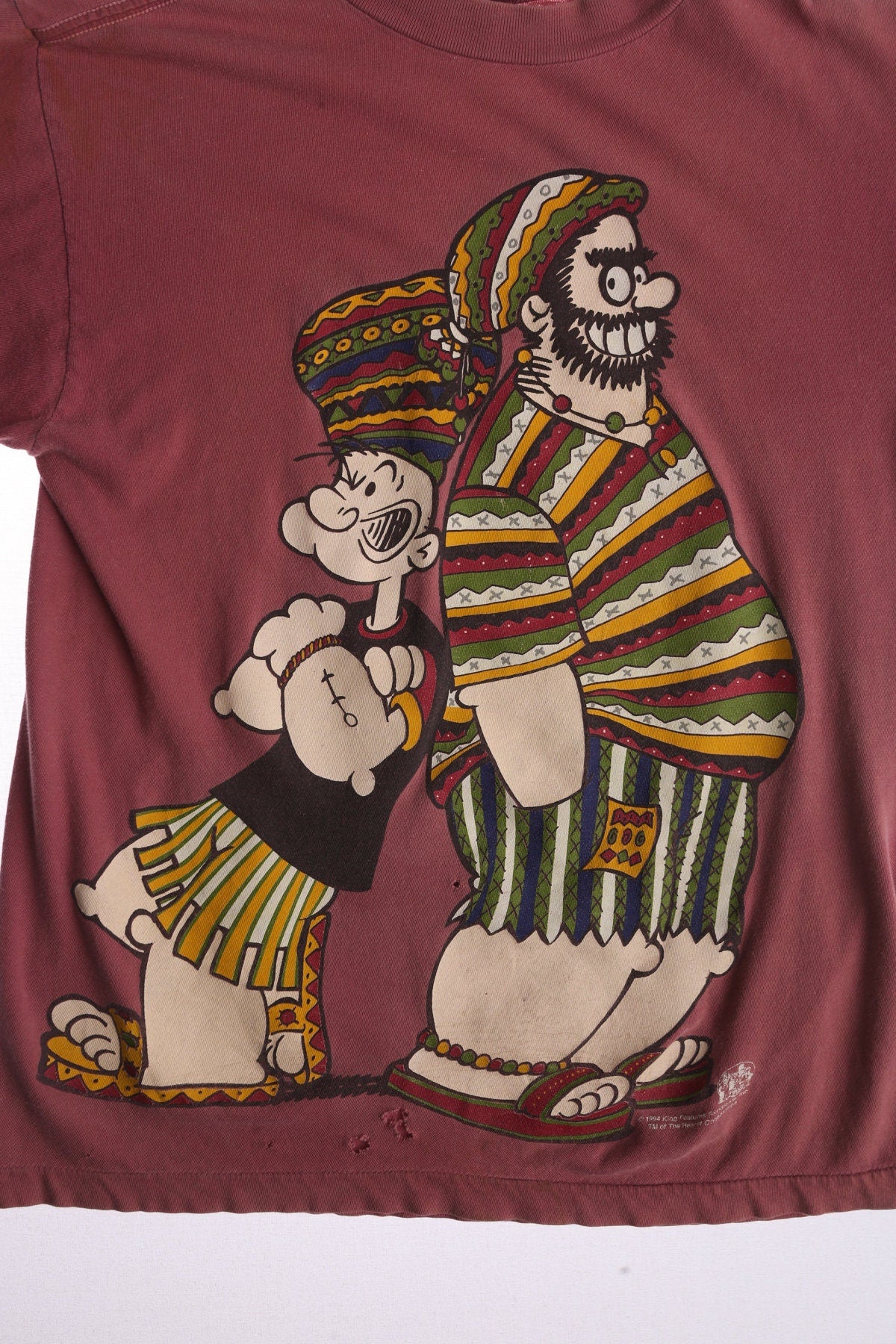 Reggae Popeye and Brutus Cartoon Red Graphic T-shirt