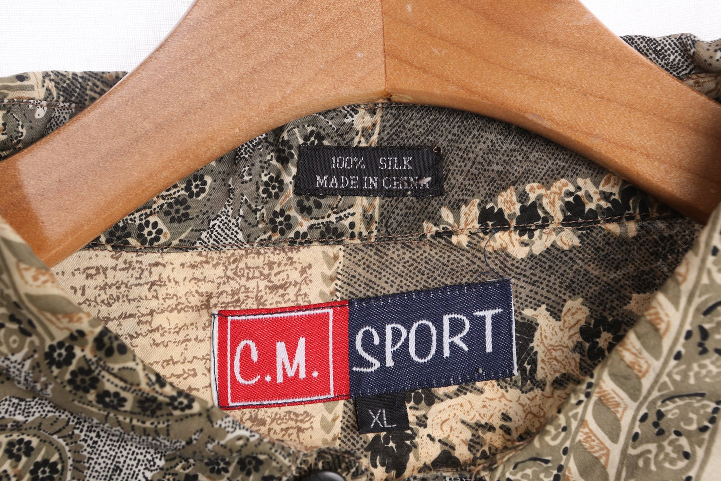 Men Silk Short Sleeve Beige Casual Shirt - Era 90's - Y2K