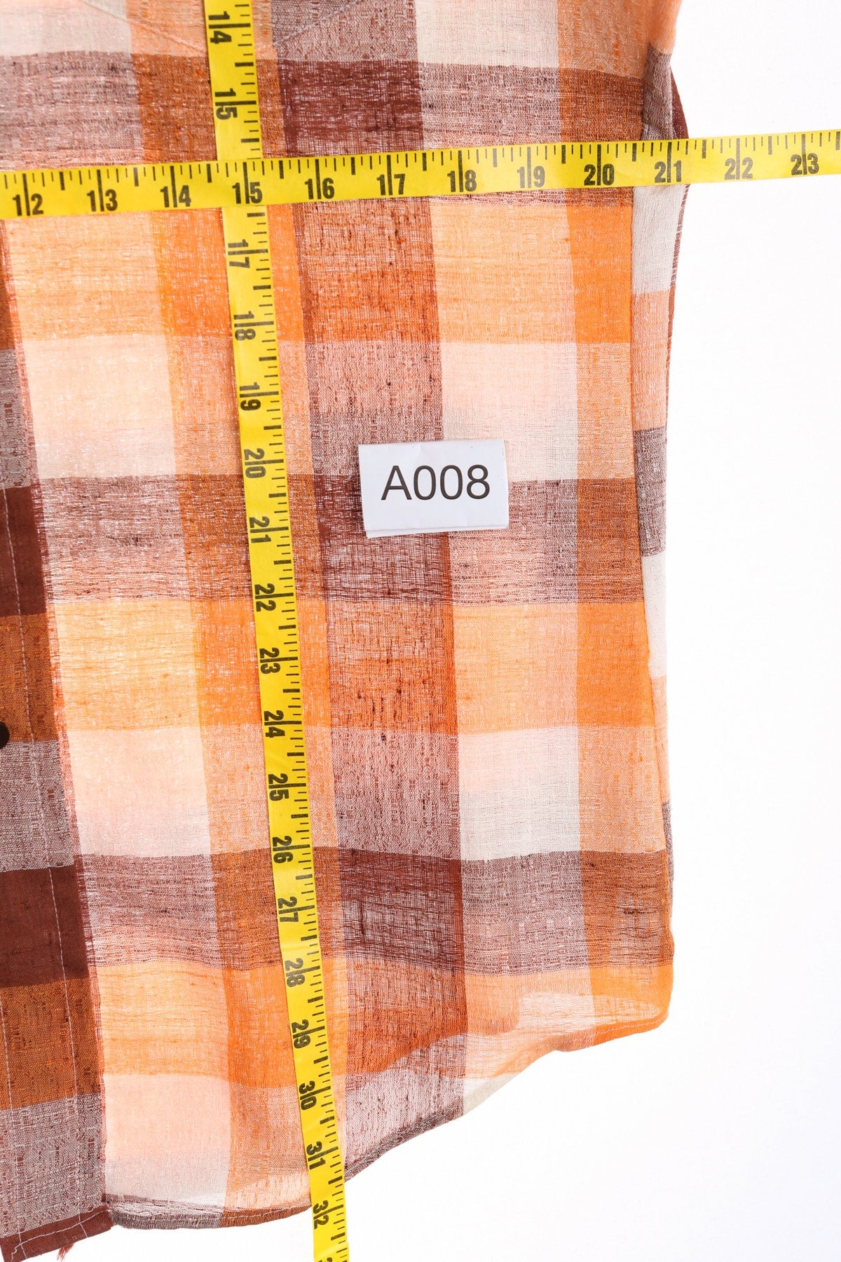 70's Men Brown Plaid Button Short Sleeve Shirt