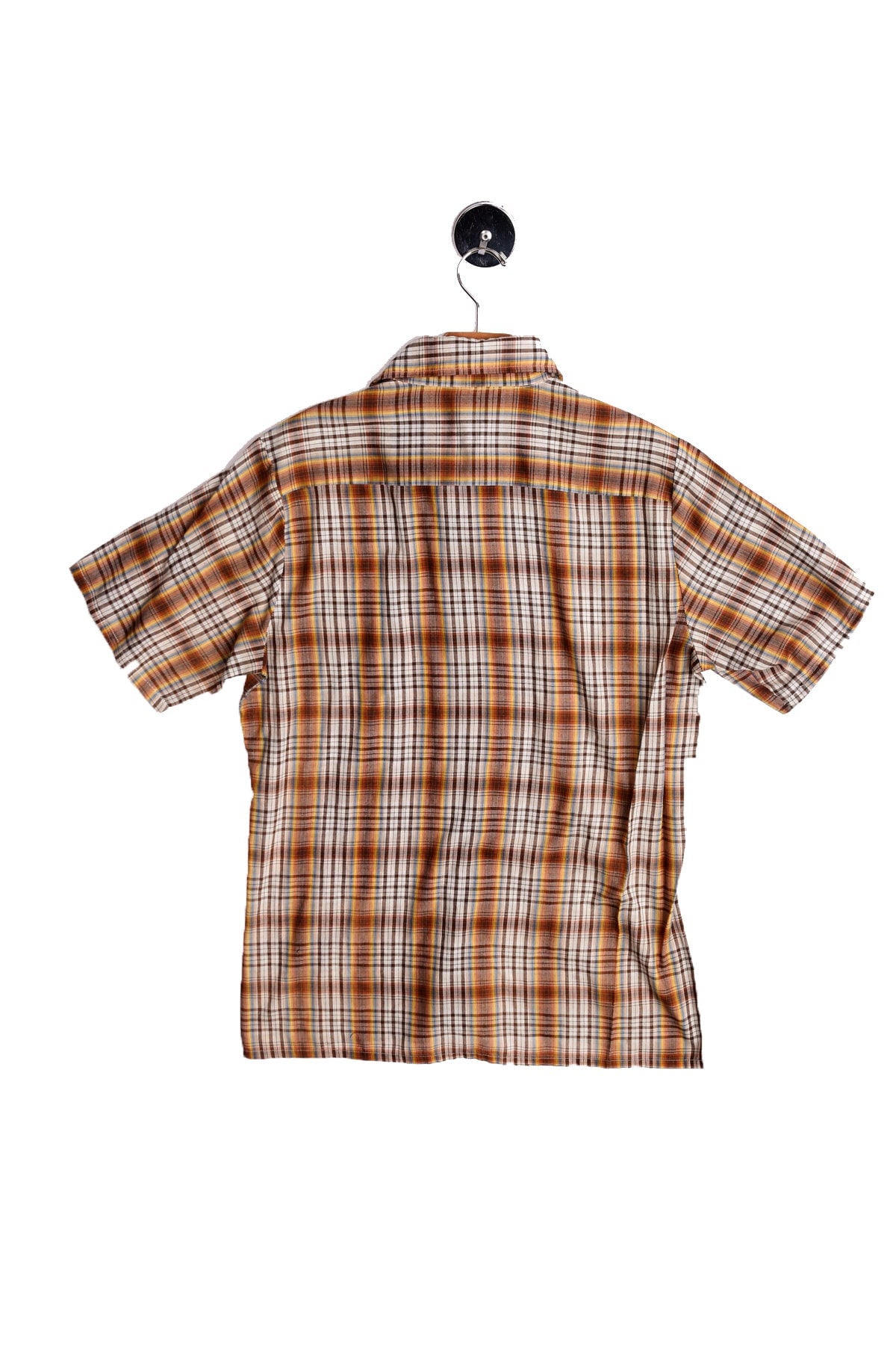 70's Men Plaid Brown Summer Shirt