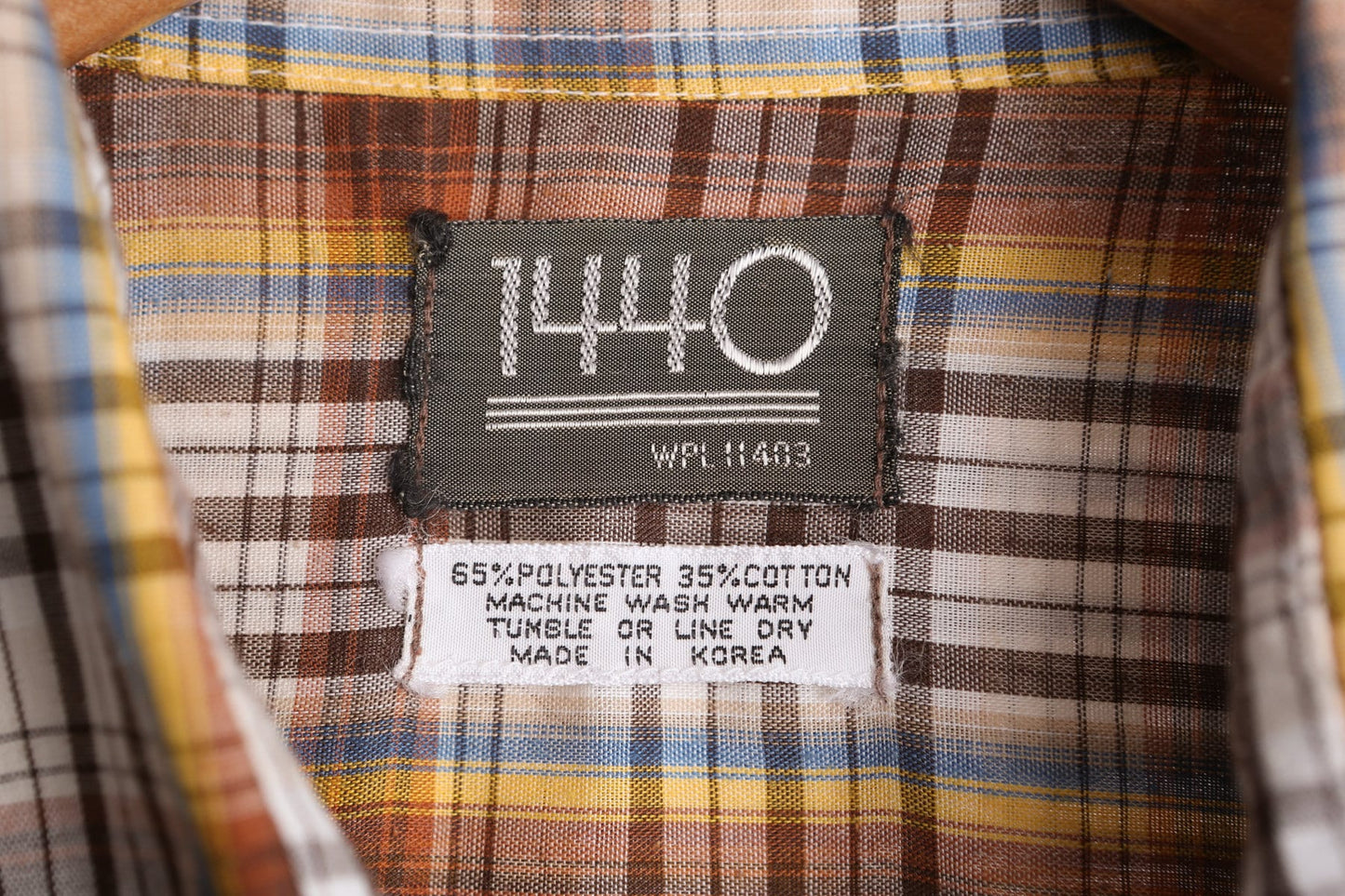 70's Men Plaid Brown Summer Shirt