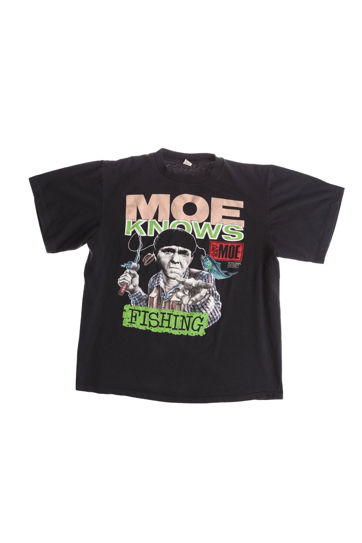 Moe Knows Fishing - Just Say Moe Black Graphic T-shirt