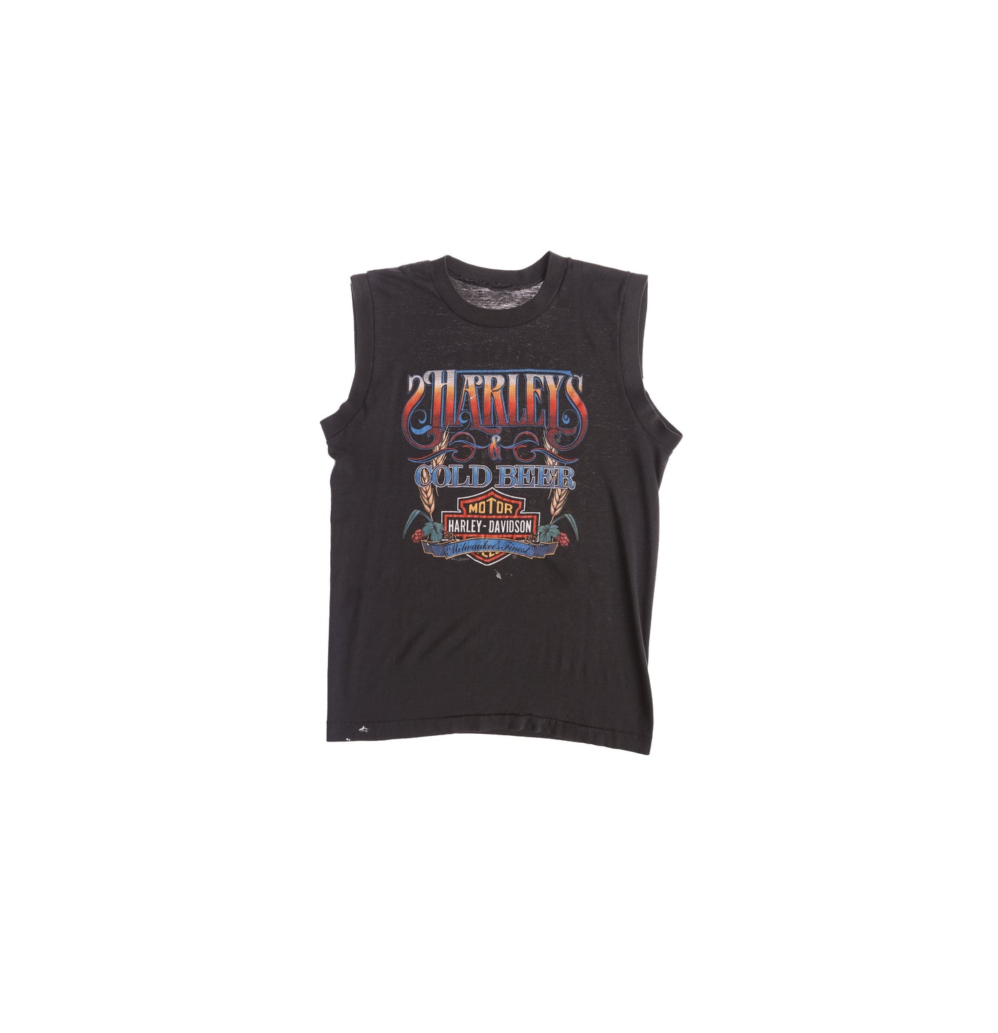 Harley Davidson Cold Beer Sleeveless Black T-shirt - Milwaukee's Finest